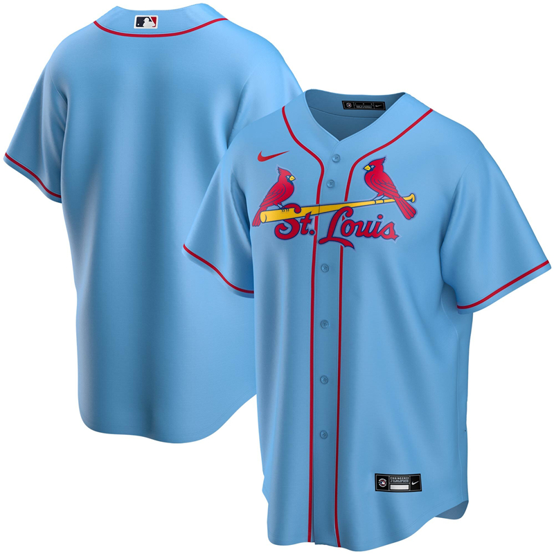2020 MLB Men St. Louis Cardinals Nike Light Blue Alternate 2020 Replica Team Jersey 1
